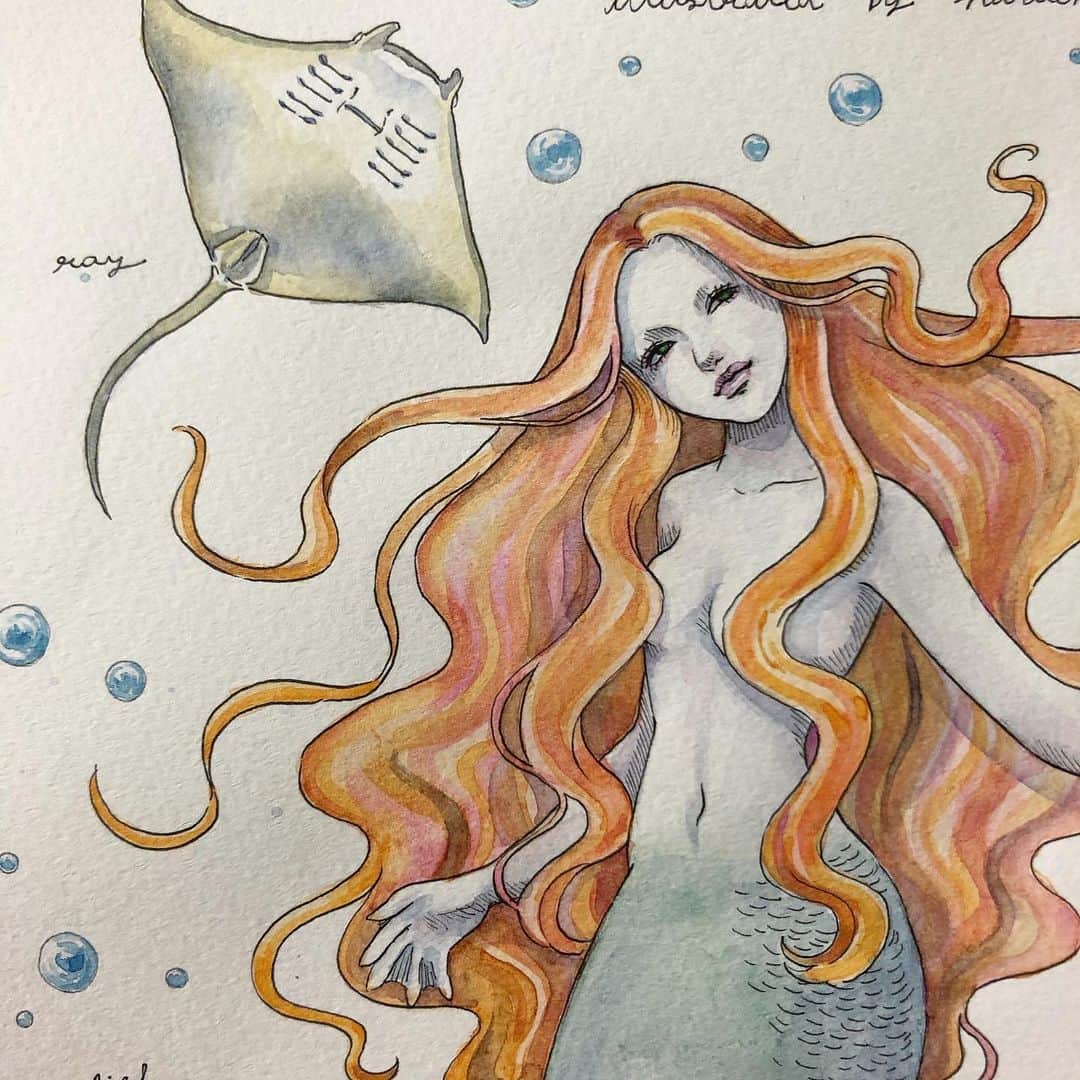 haruchartさんのインスタグラム写真 - (haruchartInstagram)「. . Den lille Havfrue🧜‍♀️ Little mermaid . アンティークな絵本のようなイメージの人魚姫 英文しくった笑笑 まあ深い意味があるということにしておこう . #aestheticart#aesthetic#pastelart#kawaiiart#pastelaesthetic#kawaiiaesthetic#pastelpallets#cuteart#illustration #angel#denlillehavfrue #vintage #kawaii#littlemermaid #mermaid」5月27日 21時40分 - haruchart