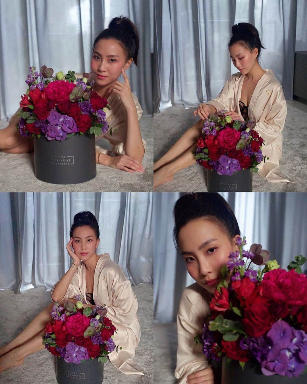 ソニアのインスタグラム：「It’s amazing how fresh flowers can make you feel ✨🦋 It brightens up the house (and made me more motivated to clean it haha), and most importantly it made me smile. Swipe for my photographer 🧐」