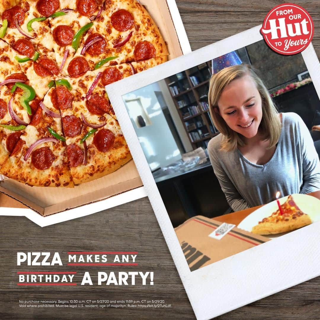 Pizza Hutさんのインスタグラム写真 - (Pizza HutInstagram)「🍕GIVEAWAY🍕Birthdays should be celebrated no matter what! Tag a friend or family member below using #sweepstakes for the chance to gift them free pizza for their birthday. 🎉」5月28日 0時30分 - pizzahut