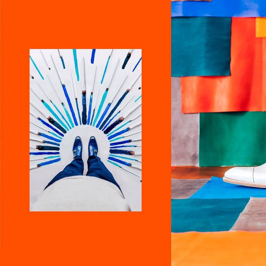 のインスタグラム：「Throwback in 2016, when the eclectic visual storyteller Simone Bramante (@brahmino) depicted Santoni through his color mastery, diving into the details to celebrate the nature of authentic art,  suspended in time and space.  Absolute protagonist of exploded views rich with details, the iconic Santoni double buckle reveals itself, its true soul and all its world, its single parts and of course all its colours. Colours and shades with which Bramante plays, multicolour reflections through the glass, music like colour scales. The Santoni shoe becomes a Jazz swing, simple yet beautiful music, apparently improvised on the spot, but that in reality hides a master class ability, a deep complex preparation and an unparalleled dedication.  #throwback #madeinSantoni #brahmino #makersofbeauty」