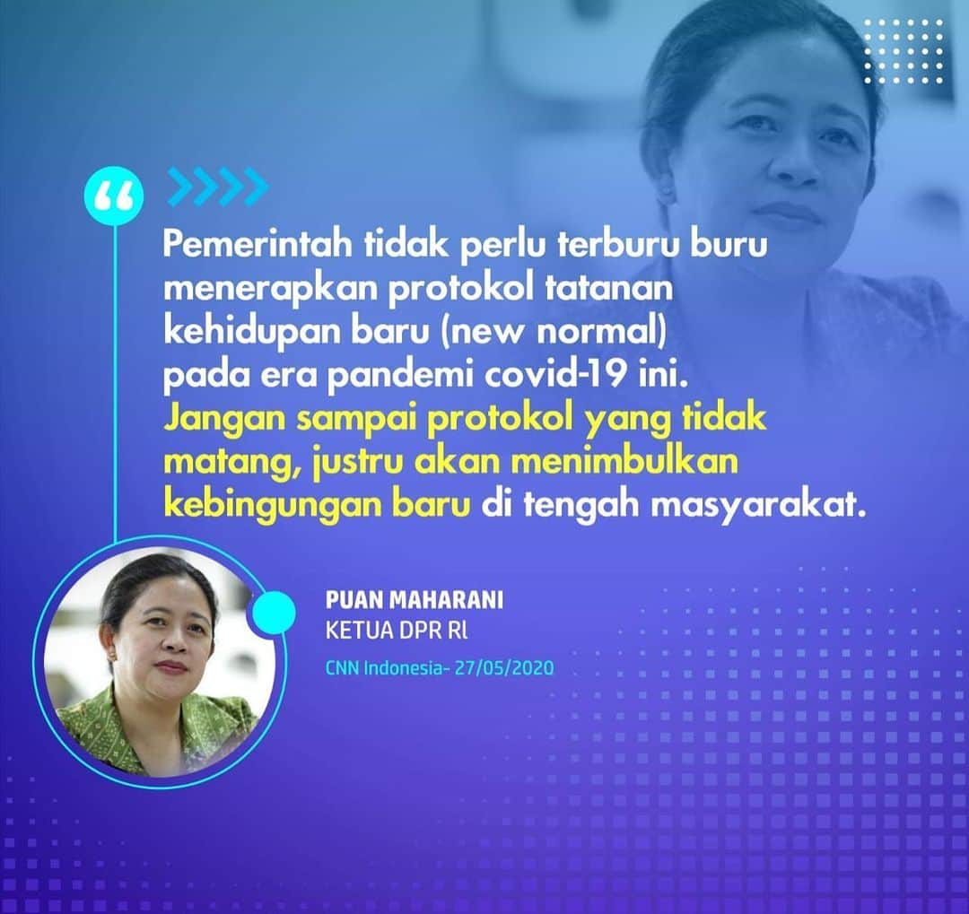 大槻ひびきさんのインスタグラム写真 - (大槻ひびきInstagram)「New Normal, Puan Maharani Minta Pemerintah Tak Buat Kebingungan Baru. "Jangan sampai teknis protokol New Normal disiapkan secara terburu-buru sehingga tidak matang dan malah memunculkan kebingungan baru di masyarakat," Puan Maharani Ketua DPR RI  CNN Indonesia 27/05/2020」5月28日 12時56分 - puanmedia