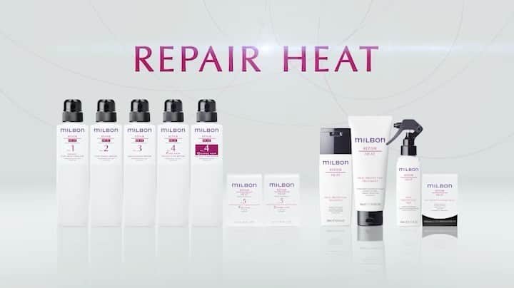 "milbon"（ミルボン）のインスタグラム：「【The REPAIR series "HEAT"】will finally be launched in Japan in June 2020, ahead of the world! 【The REPAIR series "HEAT"】 protect your hair from the heat of a dryer, hair iron and sun and makes your hair very soft. With the addition of new items, "milbon" will support your beauty even more✨  2020/6/10 日本にて人気のリペアシリーズで熱ダメージに特化した【リペアシリーズ"HEAT"】が誕生🎊  熱ダメージは、日々のドライヤー・アイロンなどに限らず、暑い日の太陽熱によっても進行していきます… そんな熱ダメージの補修×抑制を叶えるのが、新たに搭載された《ソフトニングテクノロジー》です‼️ 熱ダメージでパリパリ・ゴワゴワした硬い髪をやわらかな髪へ導きます✨ 毎日のケアで、やわらかく扱いやすい髪へ☘. “milbon”はサロン専売品です。 お取扱いサロンは、プロフィール欄にありますサロンロケーターにてご確認ください。  #milbon #globalmilbon #newproduct #haircare #hairiron #heatdamage #heat #heat-care #heat-protective #softning technology #monotone #hairmake #ミルボン #グローバルミルボン #シャンプー #トリートメント #アウトバストリートメント #洗い流さないトリートメント#ヘアケア #新商品 #おうち時間 #熱ダメージ #硬い髪 #コテ #アイロン #ドライヤー #太陽熱 #リペアヒート #ソフトニングテクノロジー #熱ダメージケア #ヒートケア #やわらかな髪」