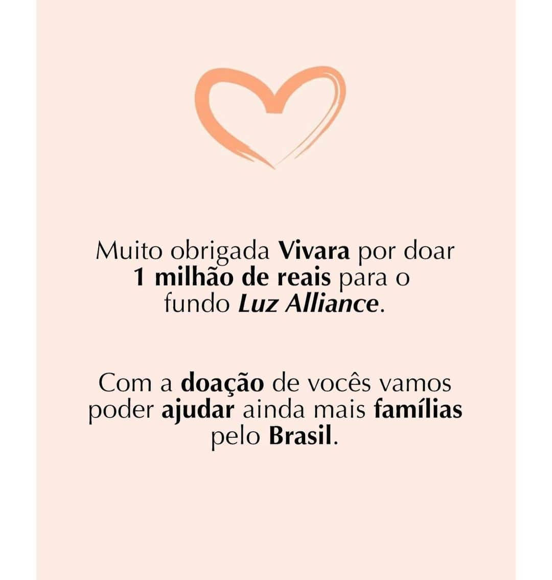 ジゼル・ブンチェンさんのインスタグラム写真 - (ジゼル・ブンチェンInstagram)「Meu coração está repleto de gratidão. Em apenas um mês, recebemos mais de 70 doações para o fundo Luz Alliance. Um agradecimento especial à @vivaraonline por doar 1 milhão de reais para o fundo. Por causa de todos vocês, das doações grandes e pequenas, agora poderemos ajudar ainda mais pessoas em dificuldade no Brasil. Obrigada do fundo do meu coração por todo apoio! Se você quiser ajudar a manter essa cadeia de positividade, basta doar para o Fundo da Luz Alliance na BrazilFoundation. Suas doações serão destinadas a famílias carentes no Brasil. Obrigada! Link na bio. ✨🙏🏼✨ My heart is filled with gratitude. In just one month, we have received more than 70 donations to the Luz Alliance fund, big and small, amounting to almost 3 million reais. A special thanks to Michael and Lisa Bronner and Vivara for your generous donations. Now, we are able to help more people in need because of all of you. Thank you from the bottom of my heart for all your support! If you like to keep this chain of good going please donate to Luz Alliance Fund (link in the bio). All donations will go to families in need in Brazil. Thank you!」5月28日 22時57分 - gisele