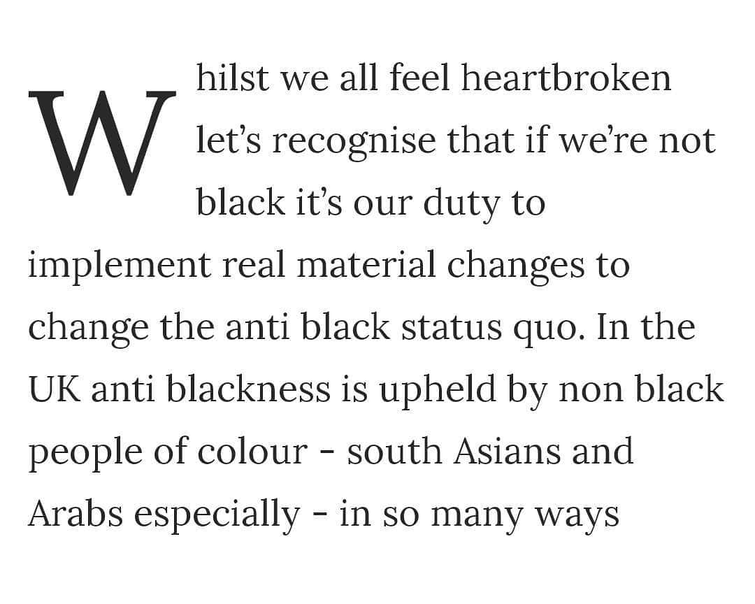 カインドネスさんのインスタグラム写真 - (カインドネスInstagram)「I'm reposting this thread by @thebrownhijabi to highlight the work South Asian and other non-black communities need to do to resolve anti-blackness and our own complicity with white supremacy. I acknowledge my own white passing, mixed race privilege, and the advantages it has given me. I ask that South Asian friends and artists continue to push themselves and to consider how the unlearning we have to do about ourselves ties into the damage our communities do to others. If you don't recognize caste violence &  brahmin supremacy (for example) you're probably not doing the work to resolve anti-blackness, and this allows the fucked up state of the world to continue. I'm up for a discussion over DM if these issues are new or challenging for you」5月28日 21時45分 - kindnessmusic