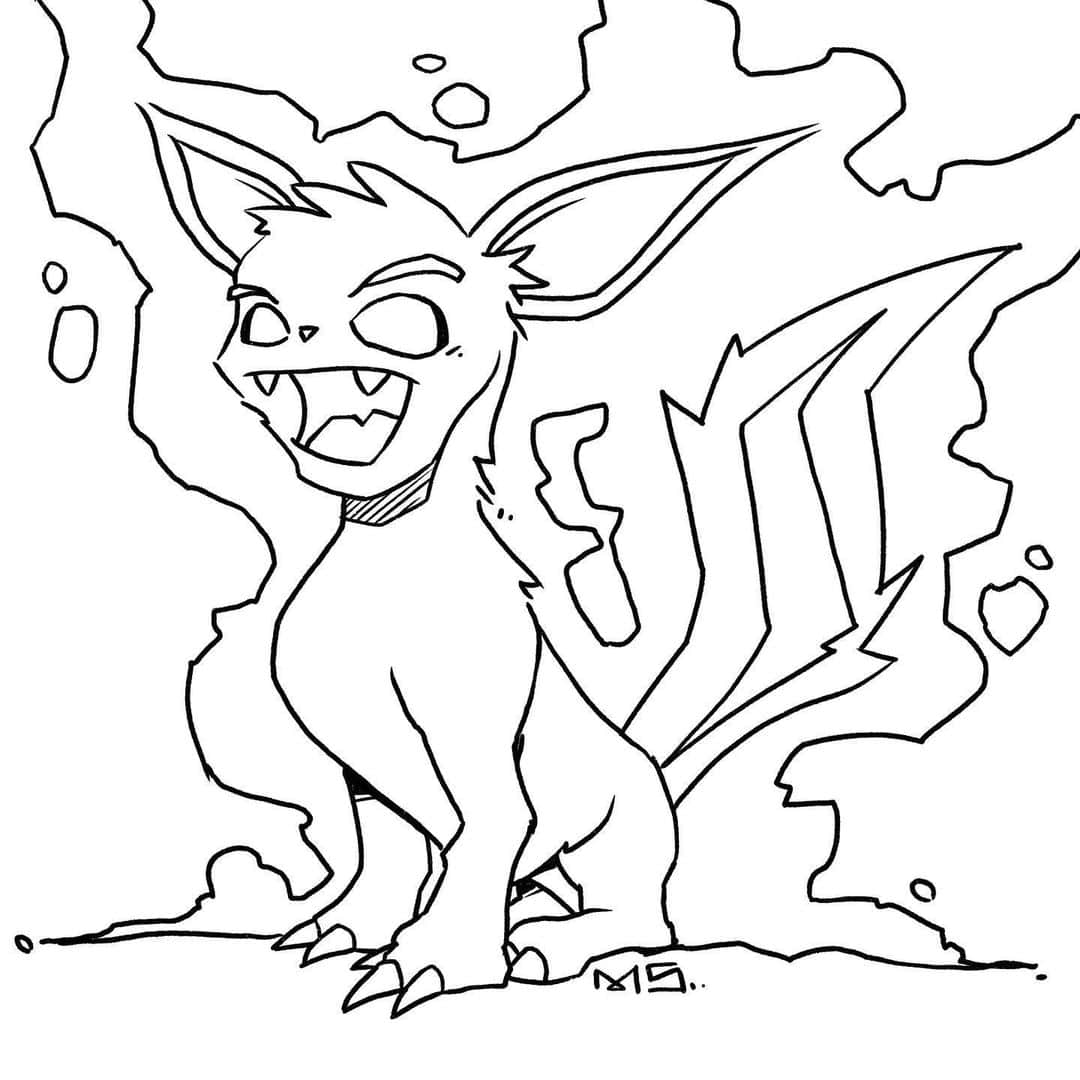 マイク・シノダのインスタグラム：「I did a bunch of fan request drawings today on the live stream, including this one: “make up your own evolution of (the @pokemon) Eevee. We named it Phanteon. I’ll post the hi res on my Twitter so you can print out and color. If you post a colored version, make sure to tag me :)」