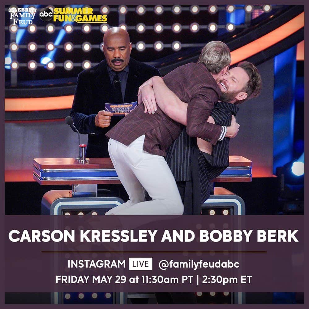 アメリカン・ブロードキャスティング・カンパニーのインスタグラム：「@carsonkressley is taking over the #CelebrityFamilyFeud Instagram tomorrow at 2:30pm ET to go LIVE with @bobby! Share your questions for the Queer Eye captains below!」