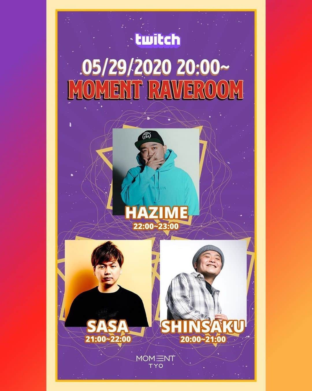 DJ HAZIMEさんのインスタグラム写真 - (DJ HAZIMEInstagram)「今夜22:00〜⚠️ @moment.tokyo  のTwitch配信でプレイします👊 With @dj_sasa__ & @djshinsaku43  お時間のある方はご視聴下さい✌️ #twitch #momenttokyo」5月29日 14時12分 - djhazime