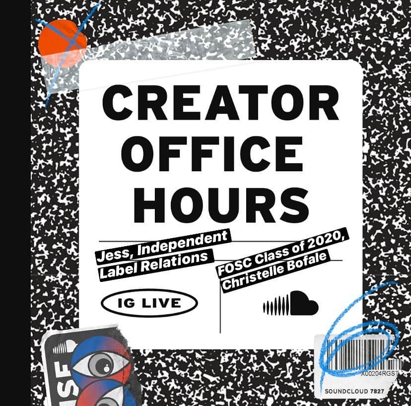 サウンドクラウドのインスタグラム：「NEXT CREATOR OFFICE HOURS ON IG LIVE TODAY AT 4PM ET. Our most recent #FOSC artist, @christellebofale, will be joining. Drop your question below ⬇️」