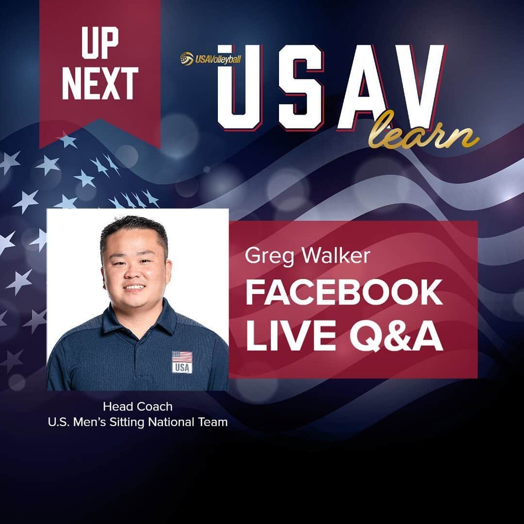 USA Volleyballさんのインスタグラム写真 - (USA VolleyballInstagram)「Lunch break LIVE Q&A with U.S. Men’s Sitting National Team Head Coach @gregwalkerusa!  Join us on our Facebook page (link in Story) at 11:30am PT, see you soon! #USAVlearn」5月30日 2時10分 - usavolleyball