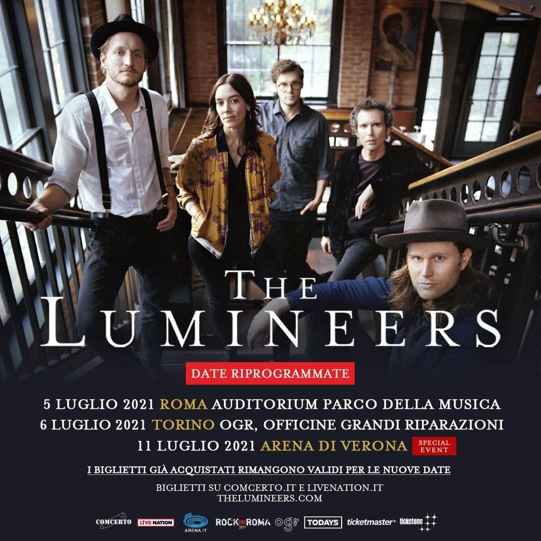 The Lumineersさんのインスタグラム写真 - (The LumineersInstagram)「With so many cancellations these days, we are happy to announce that our summer 2020 Italy shows have been rescheduled for 2021. All original tickets will remain valid for the new dates. We thank you for your patience and support. Can't wait to see you in the crowd! Until then, stay safe. Arrivederci ❤️🇮🇹 To purchase tickets for the new dates, please visit the link in our bio.」5月29日 18時06分 - thelumineers