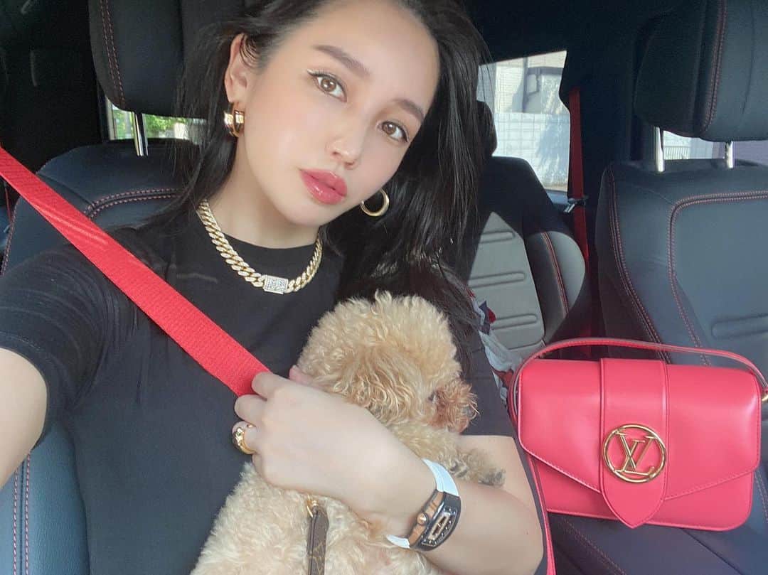 megbabyのインスタグラム：「ドライブ❤️🐶🚗　#LVPONT9 @louisvuitton」