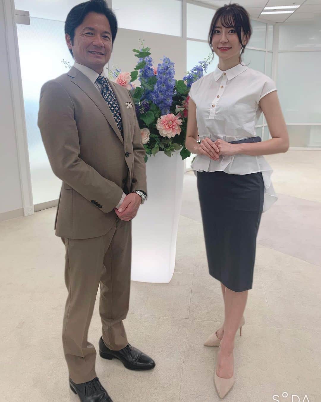 のインスタグラム：「本日は、 とある収録でした🥳 、 そして、徳光正行さんとご一緒でした！ 、 自粛期間中に 先輩の環ちゃんからたくさん トークレッスンを学んだので 少しは成長できたかしら😭 、 まだまだ課題や変更点はあるので これからも頑張ります🥳 、」