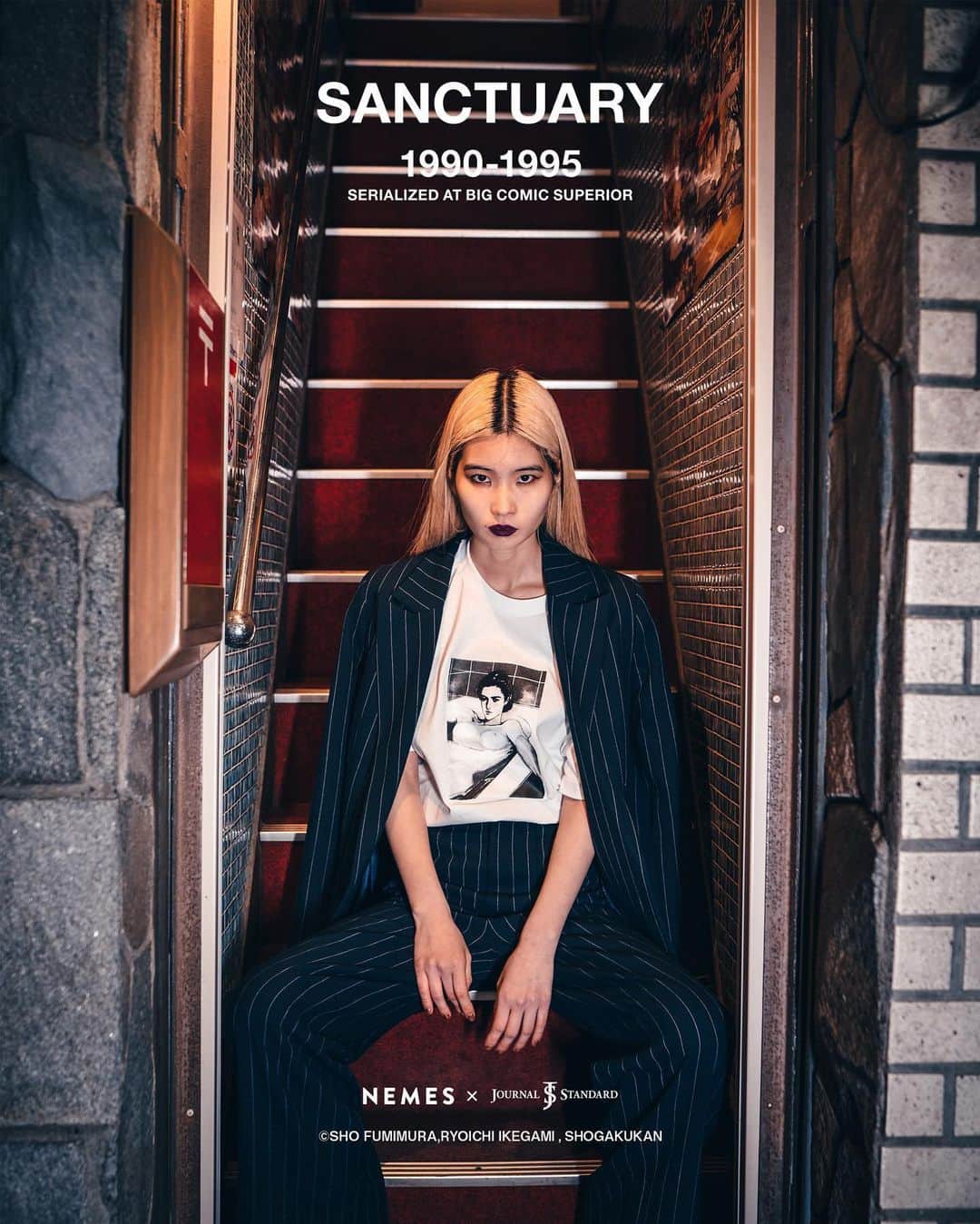ZEN-LA-ROCKのインスタグラム：「本日はなんと池上遼一先生のBDとの事です💥💥💥 色々な角度からラブレターというかRESPECTを送っているのでどーにか届く事を願います🥺 ひとまずNEMES10周年で『サンクチュアリ 』とコラボ出来て良かったです！！！ 先生&ファンの皆様に届けーーっっっ🗯🗯🗯 . . ©史村翔・池上遼一／小学館 . . #サンクチュアリ #nemes #journalstandard #池上遼一 #史村翔 #zenlarock」