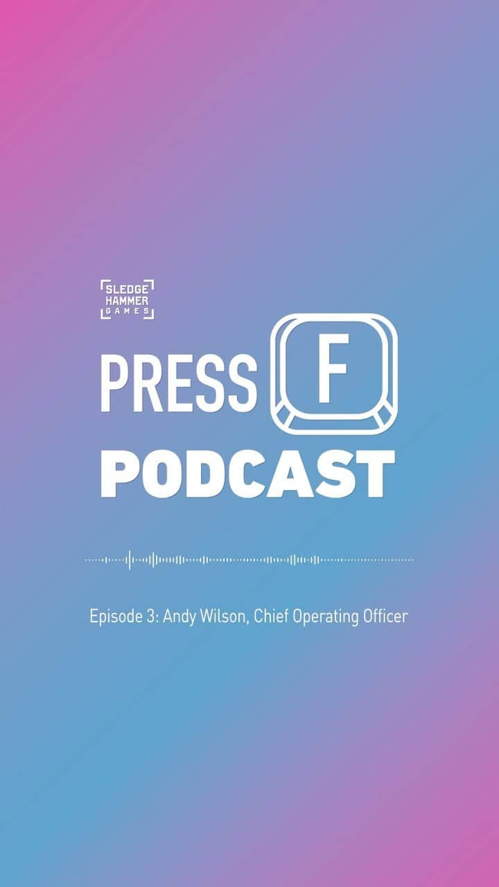 スレッジハンマー・ゲームズのインスタグラム：「From investment banking to video games, Andy Wilson successfully made his dream transition to development. This week’s episode of Press F Podcast is a must-listen for anyone interested in video games as a career -- balancing theory with practical knowledge. Available now on Spotify and Apple.」