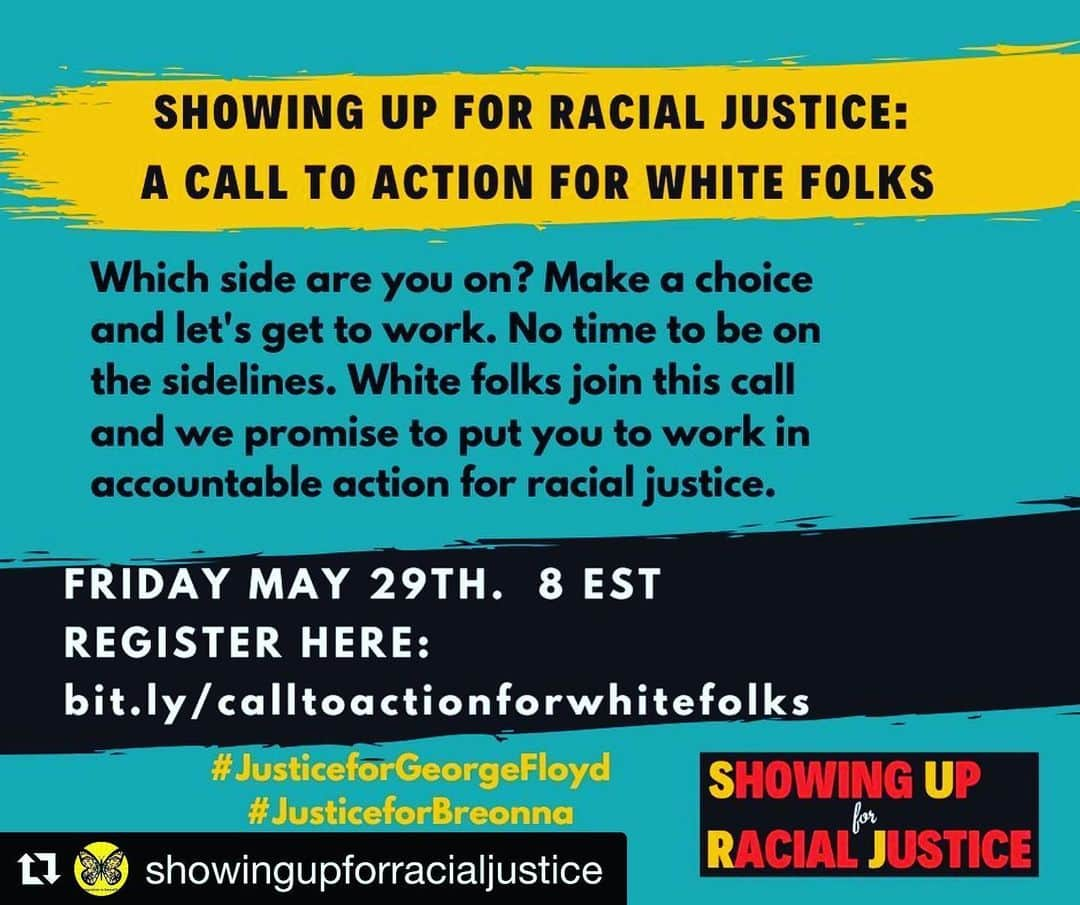 クリスティン・ウッズさんのインスタグラム写真 - (クリスティン・ウッズInstagram)「TONIGHT! Link in @showingupforracialjustice to sign up. If you think this isn’t your problem, you definitely have a problem. If you’ve got eyeballs and ears and grew up in a household with a television or a radio, then it would be virtually IMPOSSIBLE for you to not have some kind of racial bias woven into your world view. I’ve got two beautiful parents. I grew up in a supportive spiritual environment. All equal under the eyes of God etc. But if I’m honest with myself, and if I look deep into my heart, under all this good will, I too have racial bias. How could I not? It would be shameful to insist that I don’t. At any rate, I’ve got plans to look inward and check myself. I hope you will too. The truth is, black people are being murdered by police officers at an alarming rate. STILL.」5月30日 7時51分 - trickybear