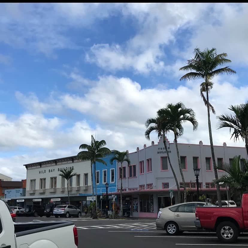 美城れんのインスタグラム：「今日は、ハワイ島ヒロのdowntown🌴 建物が、レトロで何とも雰囲気が良いんです。😊　フォーのお店、ビーガンアイスのお店、ボバティーのお店…。行きたいなぁ 😌✨🌈🌴 今日も、全てに心からの感謝を…✨🙏😌 ありがとうございます😌✨　これからも、自分が今出来る事を✨」