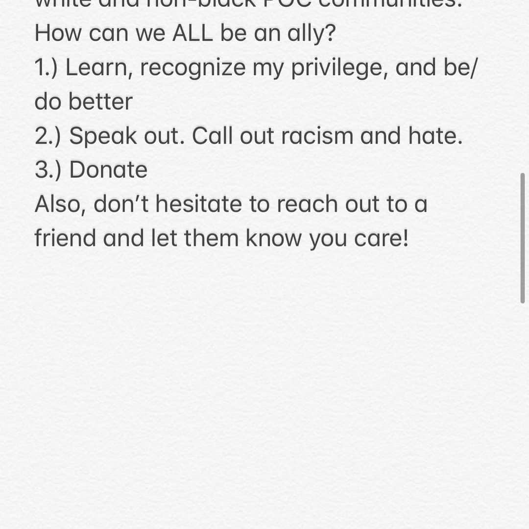 エレン・ウォンさんのインスタグラム写真 - (エレン・ウォンInstagram)「Some thoughts. I want to learn. I want to do better. As people it is our duty and responsibility to speak up when we witness injustice. We must advocate for those who are hurting, because without collective action we as a human race cannot survive. I think about all the protests against the Vietnam War and bombings in Cambodia. My family would not be here without people calling out injustices. I would not have been born. Time to speak up. #asiansforblacklives #blacklivesmatter #asians4blacklives #policebrutality #icantbreathe」5月30日 15時12分 - ellewongster