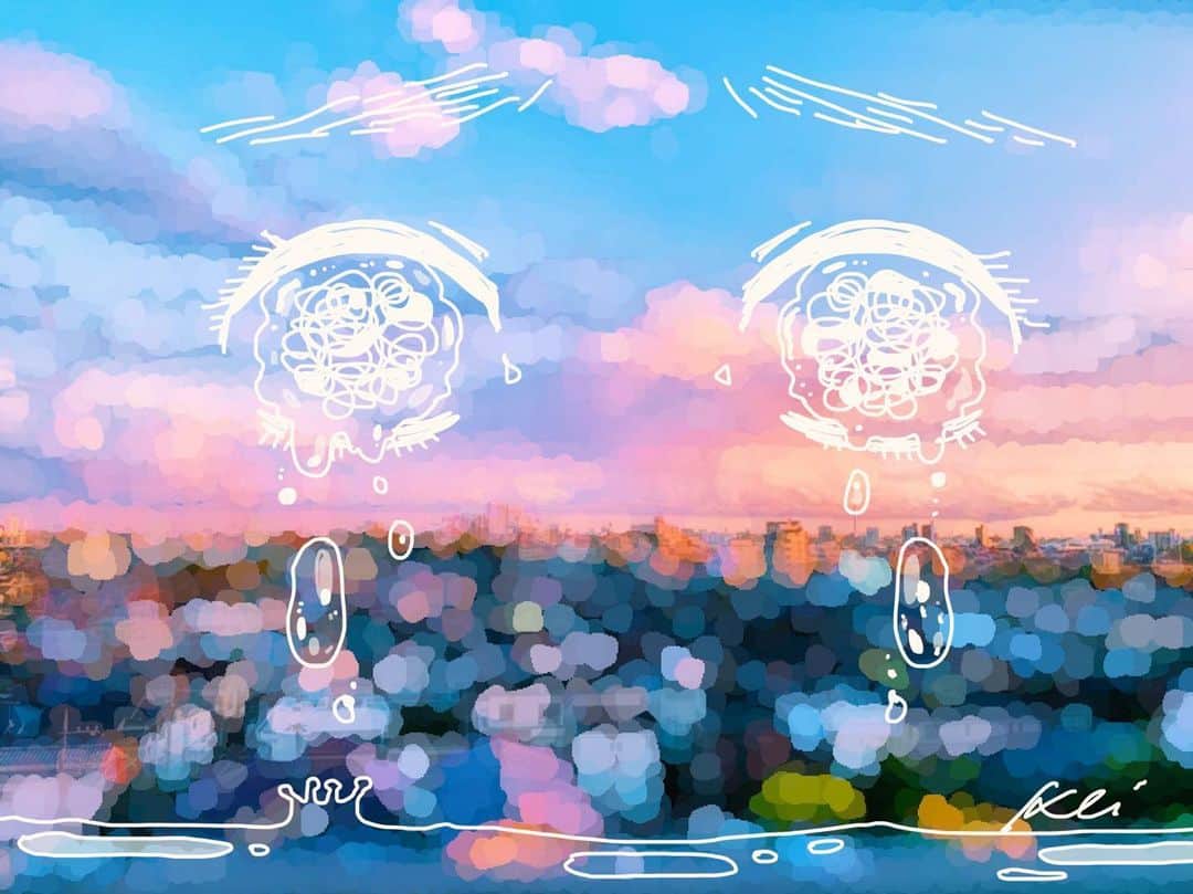 奥田 けいさんのインスタグラム写真 奥田 けいinstagram 今日は夕日が綺麗でした 豪雨にみまわれた方々がどうかご無事でありますように Illustration Picture Digitalillustration Sky Blue Girl Ipad イラスト おうちじかん 7月8日 22時08分