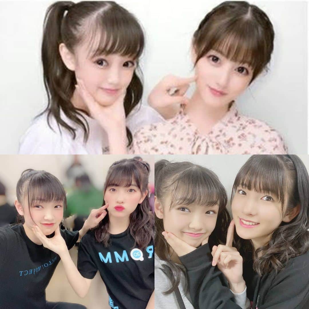 モーニング娘。'20のインスタグラム：「ㅡ . かわいいりおめいちゃん💙💚 りおめい専用ポーズ . . #北川莉央 #山﨑愛生 . .」