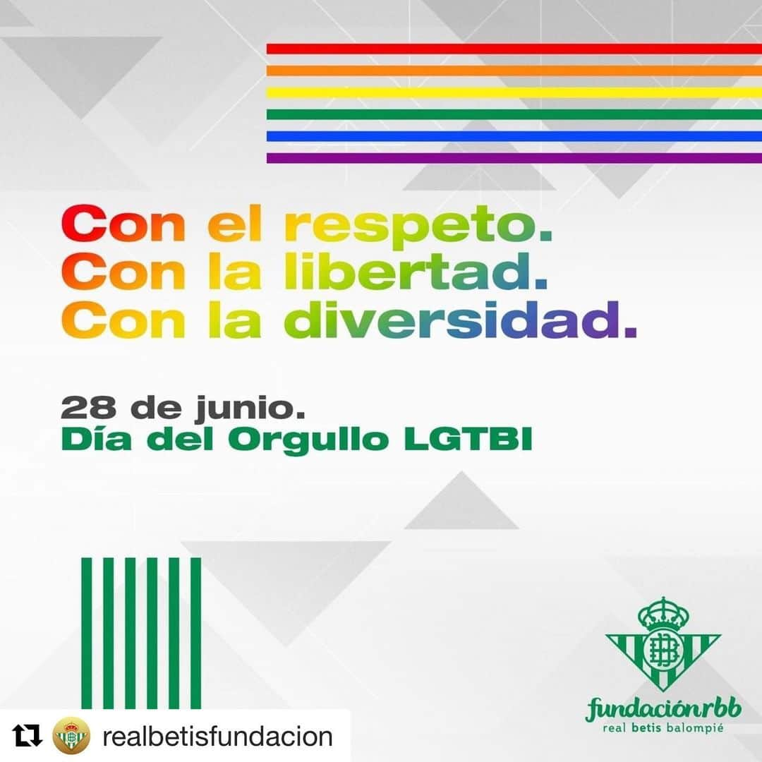 レアル・ベティスさんのインスタグラム写真 - (レアル・ベティスInstagram)「#Repost @realbetisfundacion ・・・ Ama. Vive. Respeta 💚  #Orgullo2020」6月28日 19時52分 - realbetisbalompie