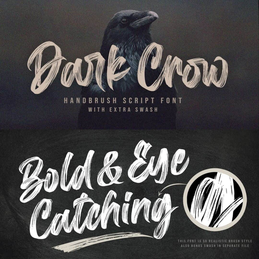 myfontsさんのインスタグラム写真 - (myfontsInstagram)「Mans Greback’s brand-new Dark Crow is a bold, ominous dry-brush (and actually #painted) #script “with extra swash.” Since when does Mawns not give us extra swash, though? Check it out: https://bit.ly/2Cu0ifp」6月25日 1時54分 - myfonts