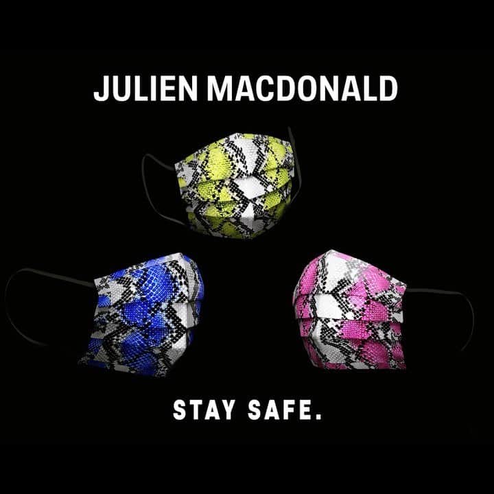 ジュリアンマクドナルドのインスタグラム：「Very excited to be part of this amazing joint collaboration with the @BritishFashionCouncil  These Face Coverings have been designed with an Exclusive #JULIENMACDONALD Snake Print, and are not only Fashionable, Reusable and Sustainable, but they are for a good cause.  Aiming to raise £1 million with 100% of profits going to charities, these masks are available to buy at @bootsuk, @sainsburys and @johnlewisandpartners  Video @will_ainsworth  @bagsofethics #AMaterialDifference」