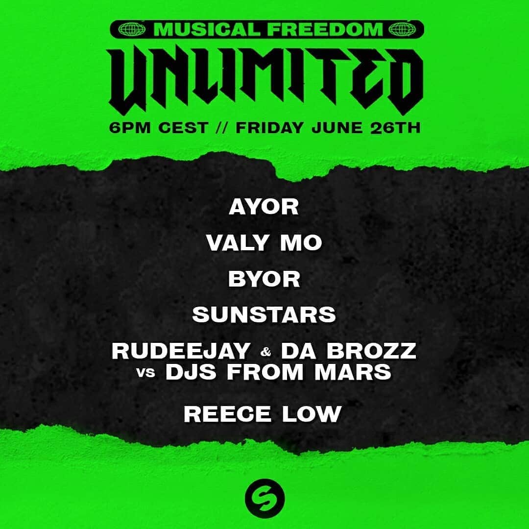 Spinnin' Recordsさんのインスタグラム写真 - (Spinnin' RecordsInstagram)「Full lineup reveal! @ayormusic, @valy_mo, @byormusic, @sunstarsitaly, @rudeejayofficial , @dabrozz, @djsfrommars and @reecelowartist are going to bring some heat to this Friday's @musicalfreedom Unlimited stream 🔥 ​ ​#SpinninRecords #MusicalFreedomUnlimited」6月25日 2時37分 - spinninrecords