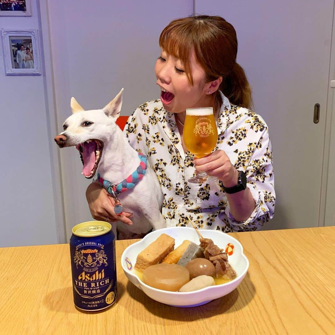 柴犬ハル&保護犬すずさんのインスタグラム写真 - (柴犬ハル&保護犬すずInstagram)「🇯🇵🍢 . 『おかーしゃーんーー！ 何その美味しそうな おでんとビール🍺🍢❤️』 . 今日から3夜連続で、 おかーしゃーんが鹿児島の テイクアウトグルメをご紹介していきます😊 . まず今夜は、天文館にある和食屋『さつま馳走舞田』さんのおでんをテイクアウト😋 7つ入って1000円！！！ . 醤油だしのおでんが最高で、 牛すじはプリンプリンで何本もいけるお味でした🍢 . そのおでんのお供は、 アサヒビールの【アサヒザリッチ】あっさり系の苦味が少ないビールで飲みやすかった！ . ※皆さまご存知のとおり、 おかーしゃーんは普段お酒をあまり飲みませんがこれは飲みやすく、今回の自粛期間中でビールが飲めるようになったよ😂 嘘のようでホントの話し😂 . #お酒とおでんってこんなに合うんだね #ハルとすずは見てるだけ😂 #みなさんも是非テイクアウトしてみてね😊 . ⭐️リビング鹿児島webでは、 【おうちでリッチにテイクアウト特集】が公開中💁‍♀️ .  https://mrs.living.jp/kagoshima/shopping/topics/3883669 . ぜひこちらもチェックしてみてね🙆‍♀️ . お店情報 さつま馳走　舞田 鹿児島県鹿児島市中町6-14 4F 099-224-3990 . #さつま馳走舞田 #アサヒザリッチ #おうちでリッチに #pr . #柴犬#柴#kagoshima#dog#puppy#shibainu#shibastagram#いぬバカ部#family#鹿児島#赤柴#雑種#天文館#日本犬#保護犬を家族に#保護犬#元保護犬#姉妹#dogs#takeout#テイクアウト#ビール」6月24日 18時52分 - haruharu040777