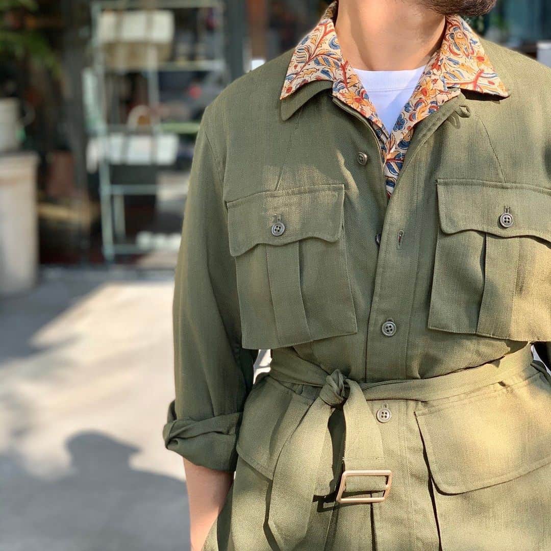 のインスタグラム：「BEAMS PLUS STYLE  #beams #beamsplus #beamsplusharajuku #harajuku #tokyo #japan #opencollarshirt #blockprint #tropicaljacket #rancourt #mensfashion #mensstyle #menswear #keepfashionalive」