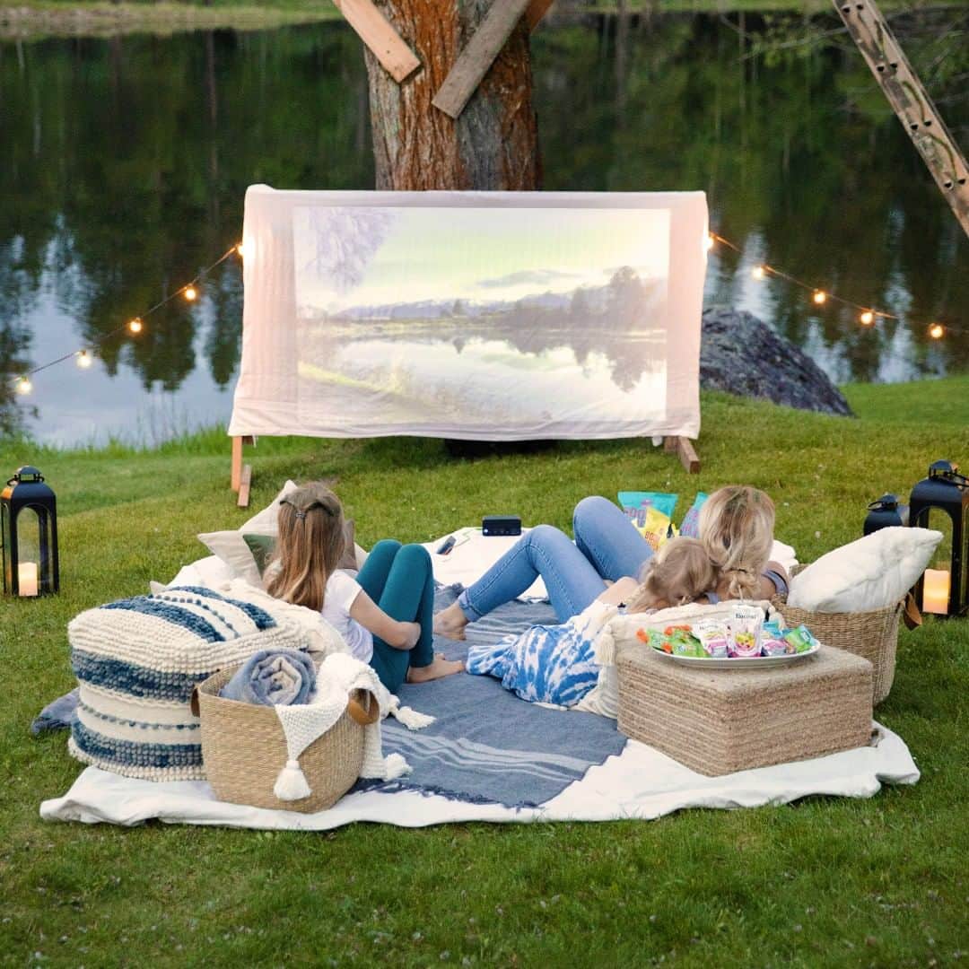 Wal-Mart Stores, Incのインスタグラム：「The best part of building a backyard movie theater? Skipping the previews. The second-best part? Probably the new projector, speaker, cozy pillows, candy, popcorn, more candy. 😉Tap to see what you’ll need to get started.」