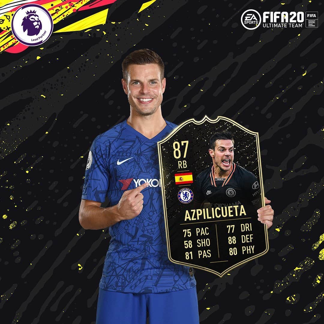 チェルシーFCさんのインスタグラム写真 - (チェルシーFCInstagram)「🅰️ Z P I L I C U E T 🅰️ 👏  The @EASPORTSFIFA #TOTW is back and our skipper @CesarAzpi has been selected after his performance at Villa Park! #FUT #FIFA20」6月24日 23時08分 - chelseafc