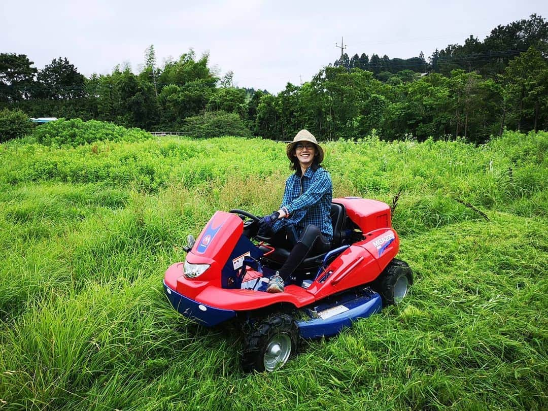 佐藤藍子のインスタグラム：「皆様、おこんばんみーです🍀  わーい！！ 念願の、乗用の草刈機を購入しちゃいました！！🚛 地面がデコボコしていたりしていても、何の不安もなし！！ さっすが4WD！！ MARUYAMA、株式会社丸山製作所の草刈機です  毎日でも乗りたい😆  草刈をすると、虫ｻﾝが飛ぶみたいで、ツバメｻﾝ達が子供達の為に飛び回っていました  #乗用草刈機#丸山製作所 #MARUYAMA #草刈り #草刈り機 #ツバメ#佐藤藍子 #aikosato」