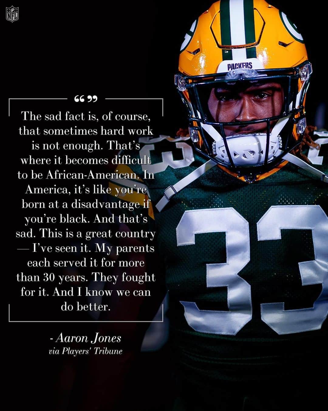 NFLさんのインスタグラム写真 - (NFLInstagram)「"My parents each served it for 30 years. They fought for it. And I know we can do better."⁣ ⁣ Read @showtyme_33's full article via @playerstribune at the link in our bio.」6月24日 23時30分 - nfl
