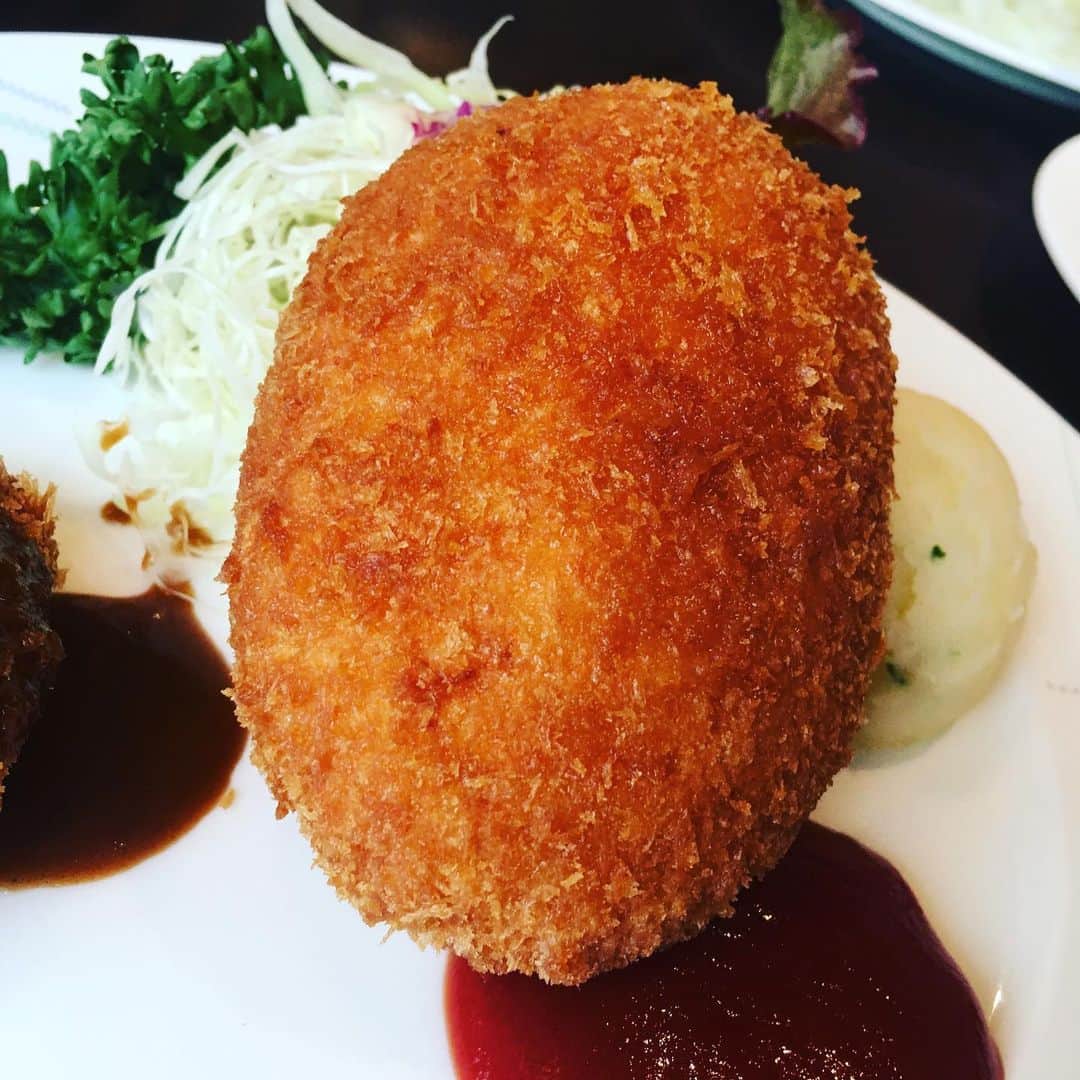 宮田麺児のインスタグラム：「ぎゃー！ でたー！ やろくの玉子クリームコロッケ！  でたー！ やろくの タンシチュー」