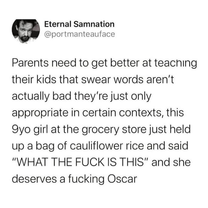 Average Parent Problemsのインスタグラム：「Appropriate swear usage is an important milestone. Credit: portmanteauface on twitter via @thedad」