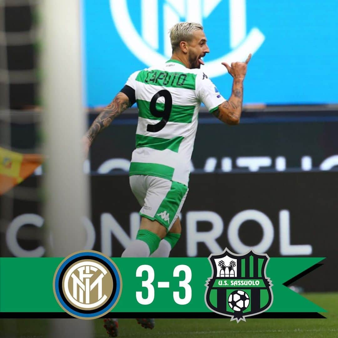 USサッスオーロ・カルチョさんのインスタグラム写真 - (USサッスオーロ・カルチョInstagram)「FINALE | #InterSassuolo 3⃣-3⃣⠀ ⠀ Partita incredibile a #SanSiro!! Gran match dei neroverdi!⠀ ⠀ #ForzaSasol 🖤💚🖤💚」6月25日 4時35分 - sassuolocalcio