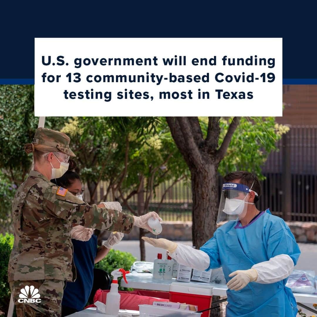 CNBCさんのインスタグラム写真 - (CNBCInstagram)「The Trump administration will end federal funding for 13 community-based coronavirus testing sites by the end of June as part of a previously announced plan to extend support for Covid-19 testing across the nation by other means.⁠ ⁠ The move, confirmed by NBC News, will affect seven sites in Texas, which has seen a surge of Covid-19 cases. The six other affected sites are located in Illinois, New Jersey, Colorado and Pennsylvania.⁠ The Trump administration's testing czar, Adm. Brett Giroir, noted that the 13 sites will remain open under state and local control.⁠ ⁠ The administration originally announced in April that it would discontinue federal support for the baker’s dozen of community-based Covid-19 test sites, saying the move was part of an effort to broaden community testing and encourage more private-public partnerships for testing. The administration had delayed the decision, which had been met with resistance from lawmakers, until now.⁠ ⁠ More details at the link in bio.」6月25日 6時01分 - cnbc