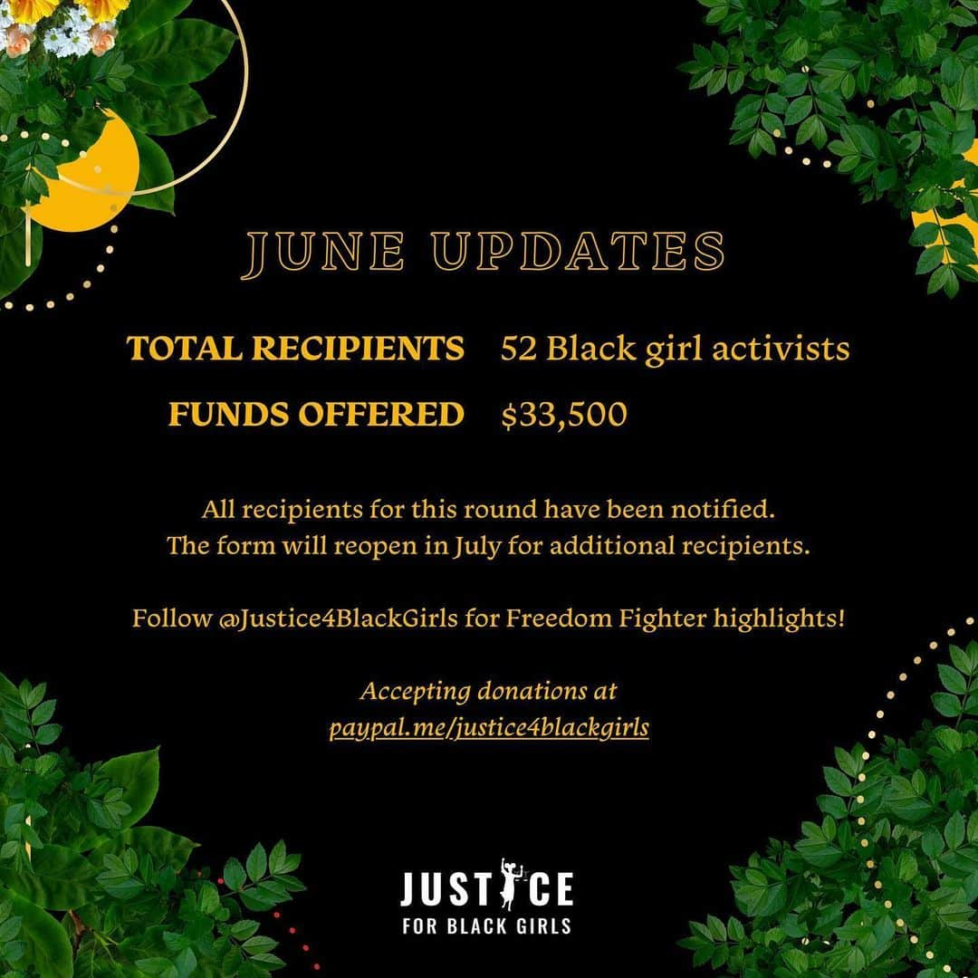 ミンカ・ケリーさんのインスタグラム写真 - (ミンカ・ケリーInstagram)「I’d like to raise a little awareness and amplify @justice4blackgirls. Oluwatoyin’s story touched me deeply and they’ve been doing incredible work in her honor. I won’t take up anymore space than that. Please take a moment to read below.  Black girls deserve a world more concerned about their experience than their aesthetic. • Justice for Black Girls is proud to launch the Freedom Fighters Fund in honor of Oluwatoyin Salau's legacy. She was a fierce activist, she was on the ground demanding justice for ALL Black lives, and we failed to show up for her. • What we know about systemic injustice is that there is never just one- there are Black girls nationwide who need relief and life sustaining support WHILE they are on the ground fighting for the protection of Black lives. This week they raised $75K in order to offer grants up to $750 for Black girls like Toyin who are on the ground & may need housing, food, or other critical resources. • In June, they distributed $33,500 to 52 Black girl activists. The application will reopen in July and September to distribute another $40,000. They are still accepting donations in hopes that we are able to sustain the Freedom Fighters Fund and continually offer relief for Black girl activists in Toyin's name.  Please consider donating today via the link in my bio. Thank you. ❤️」6月25日 6時21分 - minkakelly