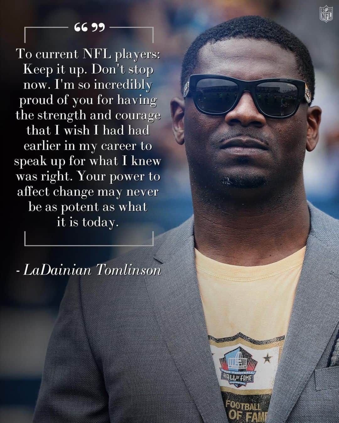 NFLさんのインスタグラム写真 - (NFLInstagram)「“Your power to affect change may never be as potent as what it is today.” #InspireChange⁣ LaDainian Tomlinson calls for more NFL stars to speak up. Read his full article on nfl.com/tomlinson」6月25日 7時30分 - nfl