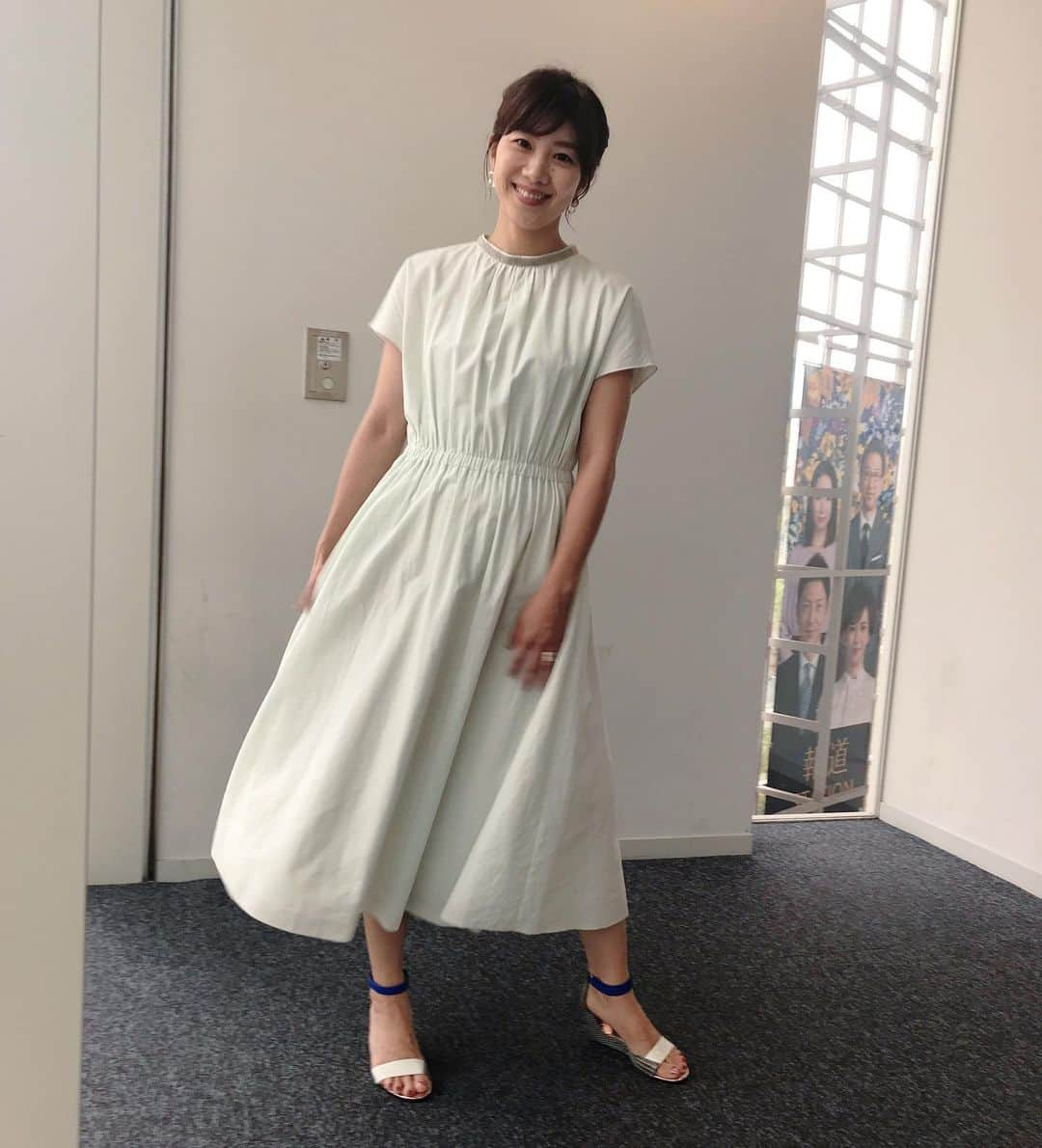 潮田玲子さんのインスタグラム写真 - (潮田玲子Instagram)「グッドモーニングでした👌 いよいよ女子ゴルフも開幕しますねー😍🙏 熱い戦いが楽しみです☝️ ワンピース @fabianafilippi  ピアス @253_bijoux @dressunreve  #グッドモーニング #木曜スポーツコメンテーター #衣装」6月25日 9時29分 - reikoshiota_official