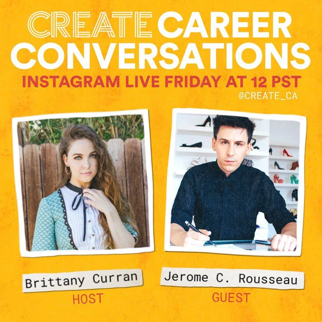 ジェロームCルソーのインスタグラム：「Join me on Friday at noon PST for a live conversation with the lovely @brittanycurran in collaboration with @create_ca  We will discuss the importance of art and creativity in schools.」