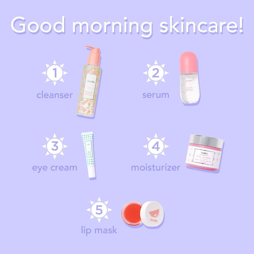 Tarte Cosmeticsさんのインスタグラム写真 - (Tarte CosmeticsInstagram)「Effortless morning skincare routine, @Awakeskin edition ☕️ ☀️ Glow Smoothie vegan jelly cleanser: smooth-lather cleanser lifts dirt, oil & is clinically proven to remove longwear & waterproof makeup without stripping skin ☀️ Glow Pill vegan super serum: super blend of vitamin B3 + B5 hydrates skin for 24 hours & helps improve the appearance of fine lines & wrinkles ☀️ Rise & Reset vegan eye cream: smoothing eye cream that improves the appearance of fine lines, wrinkles, crow’s feet & puffy dark circles while hydrating & brightening the undereye area for a more awakened appearance ☀️ Hello Sunshine vegan moisturizer SPF 30: creamy, lightweight daily moisturizer that provides SPF 30 protection ☀️ Moisture Balm vegan daytime lip mask: lip treatment for smooth, supple lips that stay hydrated for 12 hours with a delicious watermelon scent #crueltyfree #bottledbeautysleep #awakebeauty #veganskincare」6月25日 10時29分 - tartecosmetics