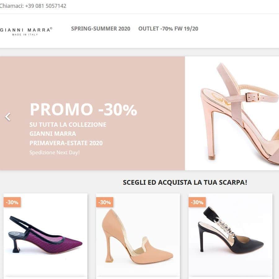 のインスタグラム：「💥 NUOVO SHOP ONLINE! 💥  Informiamo la nostra affezionata clientela che il nuovo shop ufficiale Gianni Marra è finalmente online! https://shop.giannimarra.com/?utm_source=instagram&utm_medium=post&utm_campaign=newshop I clienti già registrati nel vecchio sito potranno accedere al nuovo con le stesse credenziali di accesso. Se non ricordate username e/o password potete provare a recuperarla attraverso la pagina di recupero password. Ad ogni modo siamo a vostra completa disposizione per qualsiasi problema, potete scriverci a info@giannimarra.com. 🎁 Per festeggiare con voi il nuovo shop Gianni Marra ha deciso di fare un ulteriore regalo: tutti coloro che effettueranno un ordine entro domenica 28 giugno riceveranno un buono sconto del 10% sul prossimo ordine che si andrà a sommare alle promozioni attuali! Allora, cosa aspetti? Hai già scelto la tua Gianni Marra? #giannimarra #ss2020 #outlet #newshop #fashion #newcollection #shoppingonline #shopping #style #sandalo #chanel #ballerina #dorsey #sabot #decollete #instore #moda #outfit #outfitoftheday #madeinitaly #look #shop #girlstyle #spedizioni #springsummer2020 #primaveraestate2020 #instagood #fashionstyle #lookoftheday」