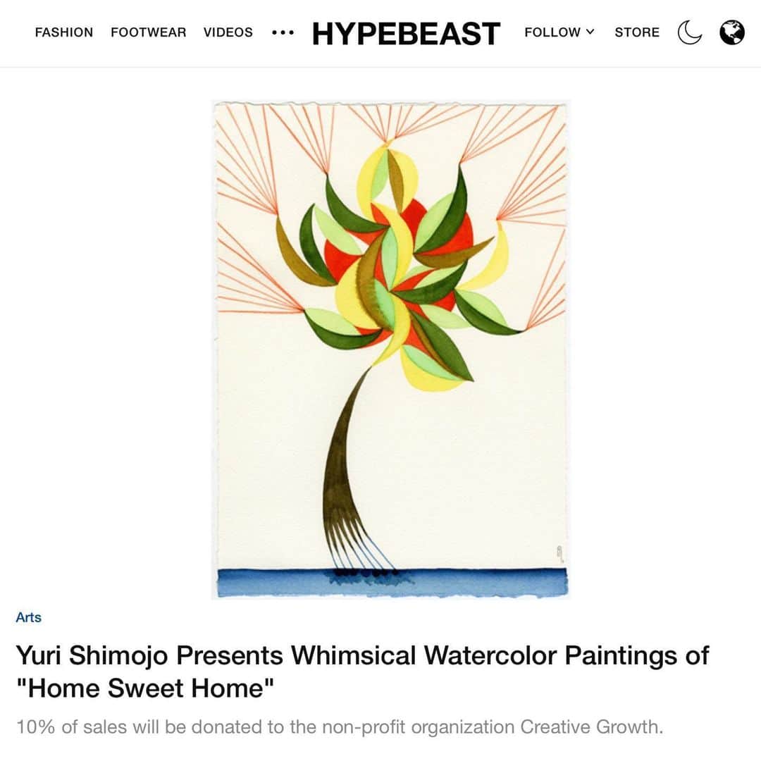 下條ユリさんのインスタグラム写真 - (下條ユリInstagram)「(英語版) Dear Friends and Allies, ・ Last month, I selected 20 watercolors for my latest online exhibition titled “Home Sweet Home”. ・ Covid-19 took away any sense of the ordinary, and in exchange, gave many of us more time for reflection. This unexpected abundance of time gifted me the opportunity for self reevaluation in the face of life, death and social injustice. Despite tremendous pain, many of us find small moments of happiness. A most precious and unexpected surprise. ・ When I think of “Home”, I recall my late half-sister Chi Chan. She was 12 years older than me, and she was intellectually disabled. I have recently started the process of introspection, of peeling away layers of complexities of Chi Chan's life and the way she was treated by society. An Instagram post or two does not do any of this justice, but I want to start by writing, little by little, about these feelings and using my artworks to communicate. It's the best way I know how. ・ In the midst of our calls for racial injustice in America, I initially felt uncomfortable about making such a personal announcement about this exhibition. But the truth is, discrimination against vulnerable populations hurts everyone in society. Their voices need to be heard. I need to stand up for the person closest to me who had no agency and who is no longer here to speak for herself. ・ I have decided to donate 10% of sales of these watercolors to @creativegrowth  the Oakland-based non-profit that serves artists with developmental, intellectual and physical disabilities.  It would be my absolute honor if some of my little paintings could find their Home Sweet Home, and to give back to help a community that formed me as an artist. Please join me in supporting and lifting up their member artists.  Gratitude to @hypebeastart and @hypebeast  for writing about the exhibition. Until JULY 3 ! *Link in bio* Thank you for reading 🙏🏽 ・ ・ #yurishimojo_watercolors  #VitaminC  #CreativeGrowth  #outsiderart #artbrut #japanesewatercolor」6月25日 13時15分 - yurishimojo