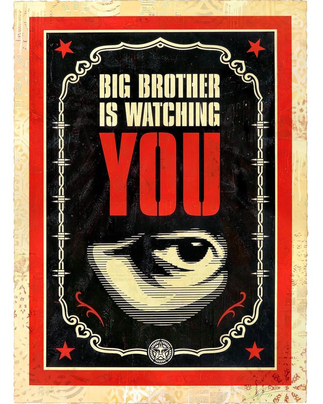 Shepard Faireyのインスタグラム：「There's a group show featuring a few of my pieces and art by @banksy, @better_noname, @skullphone, and more, which is currently on view for the FREE RADICALS group show curated by @sebastianpohl_, @positivepropaganda and @overratedartinc in Munich, Germany at @temporary_artspace. If you're in the area, go check it out! -Shepard」