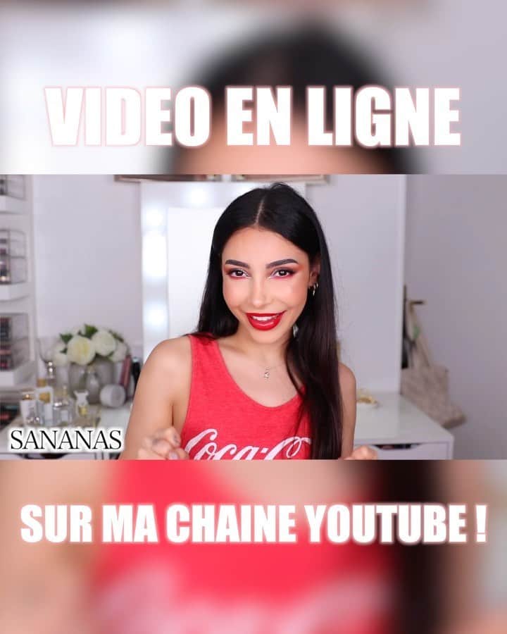 sananasのインスタグラム：「Toujours Coca Cola ! C’est encore ça le slogan ? 🤔😂Ceci n’est pas une pub Coca Cola ! Par contre moi je me crois dans la pub Coca oui 🤦🏻‍♀️Découverte, swatchs et crash test de la collection Morphe x Coca❗️Vous en pensez quoi vous ? Le lien de ma vidéo est dans la bio ☝🏻Allez on lance les paris ! Moi je dis que la prochaine collection de make up ce sera avec Soupline 🤔et vous ? Ahah !  #NewVideo #LinkInBio #MorphexCocacola」