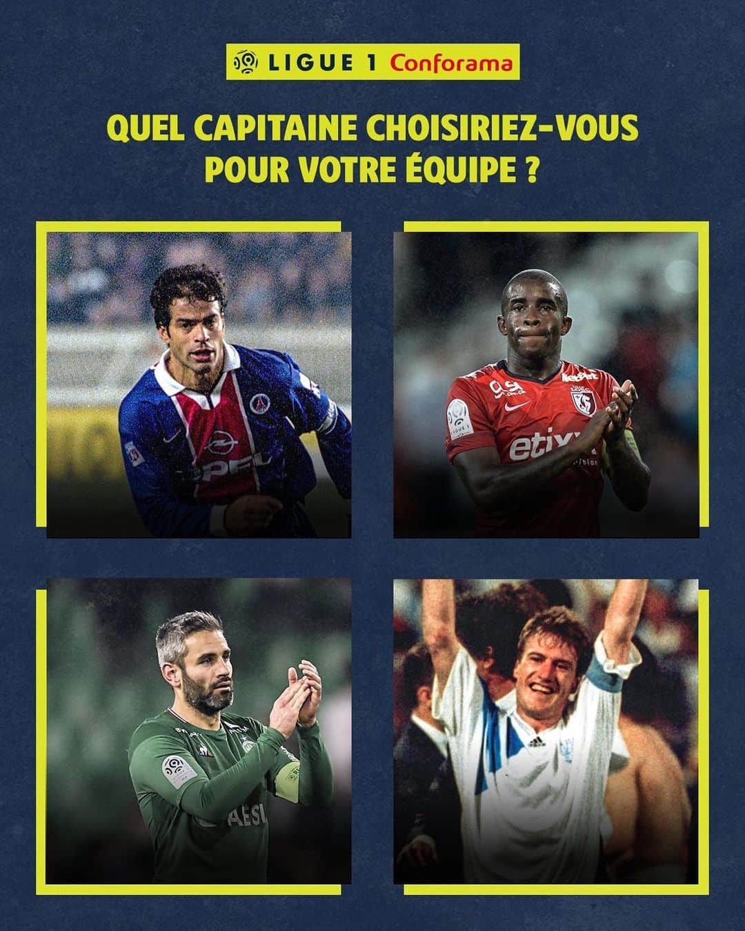 リーグ・アンさんのインスタグラム写真 - (リーグ・アンInstagram)「©️ Des capitaines emblématiques ✨  Quel joueur serait le patron de votre groupe ✊ ? • • #Ligue1Conforama #Raí #RioMavuba #LoicPerrin #Deschamps #Ligue1Legends」6月25日 16時54分 - ligue1ubereats