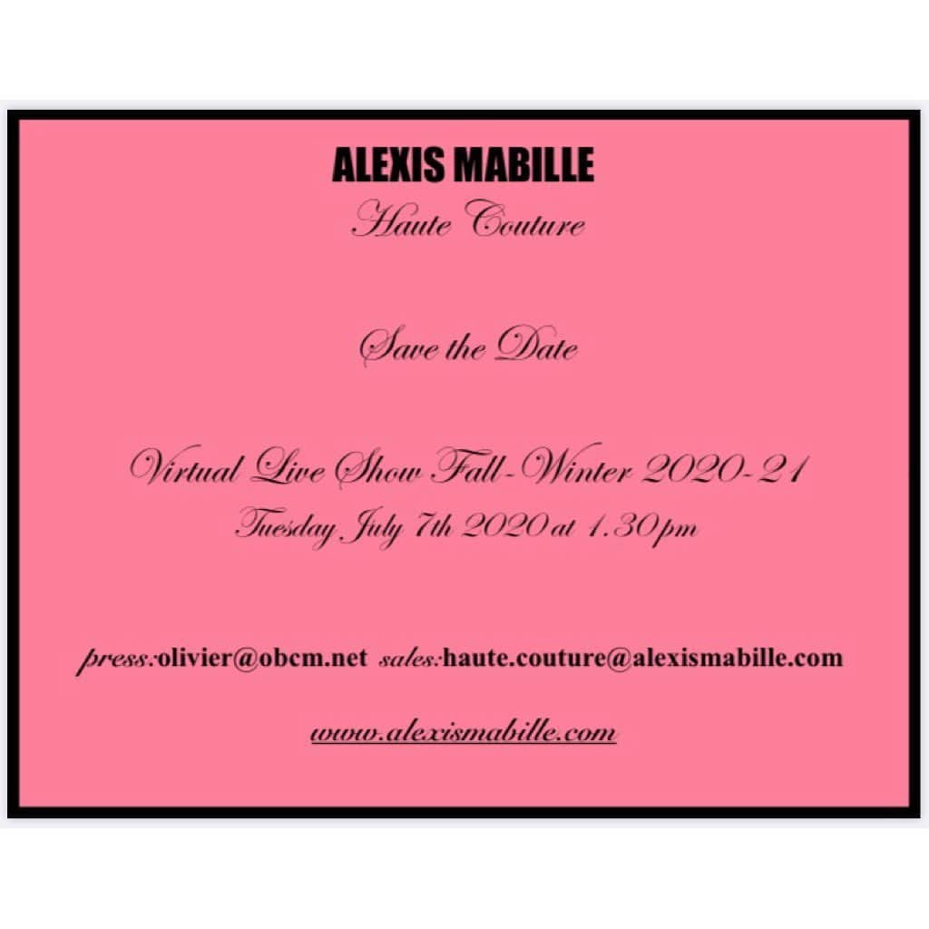 アレクシマビーユのインスタグラム：「J-12 Virtual Haute Couture show @alexismabille @fhcm #1.30pm #alexismabillehautecouture #alexismabille #virtualshow #comingsoon #surprise #newstyle #onlineshow #staytuned #hautecouture #fashionshow #newcollection #discovery #reveal #direct #fhcm @obcm #obcm」