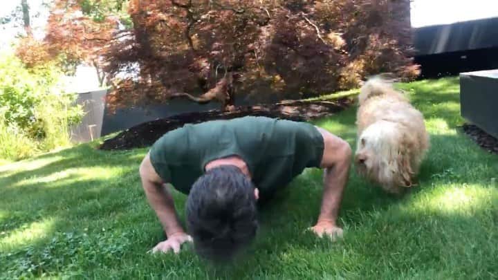 ヒュー・ジャックマンのインスタグラム：「I nominate myself! @gotcha4life is a not-for-profit organization dedicated to mental fitness the world over. #25pushupchallenge *cameo by Allegra Jackman」