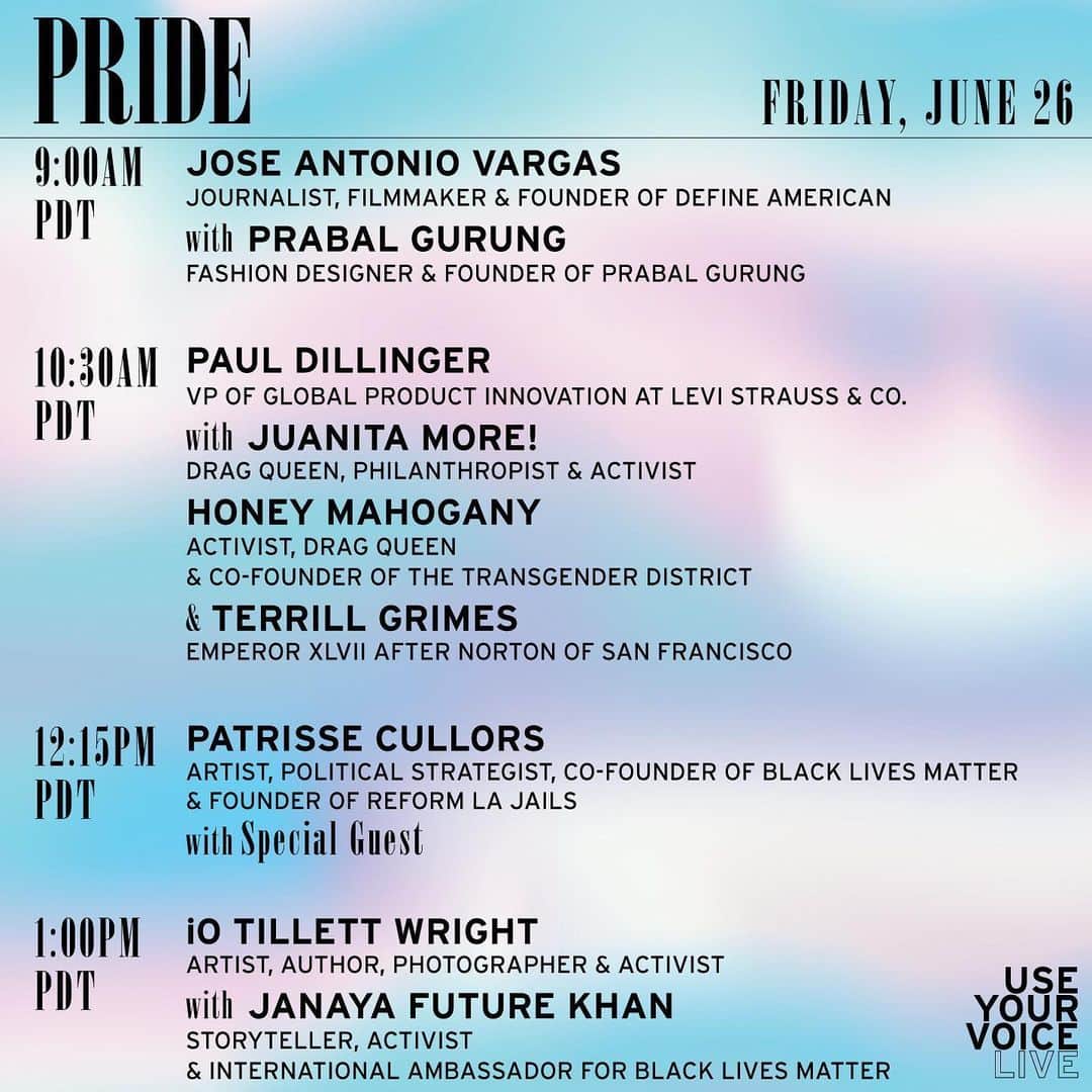 Levi’sさんのインスタグラム写真 - (Levi’sInstagram)「USE YOUR VOICE LIVE for PRIDE MONTH. Join us on June 26th, at 9:00am PDT, as we celebrate Pride month and share our platform with LGBTQ+ leaders, activists and organizers for a series of conversations around coming out, being a better ally, the intersection of Black Lives Matter and Pride, fighting for Black lives in Asian communities and Immigrant Heritage Month. #UseYourVoice」6月26日 6時03分 - levis